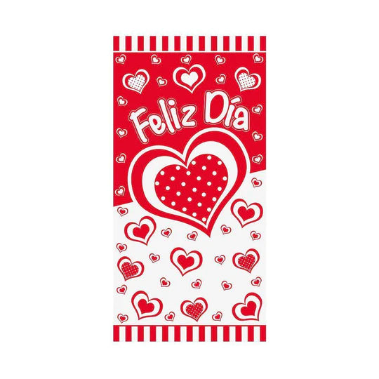 Afiche Metalizado Feliz Dia Corazones Polka 150 X 75 CM X 1 Unidad Sempertex