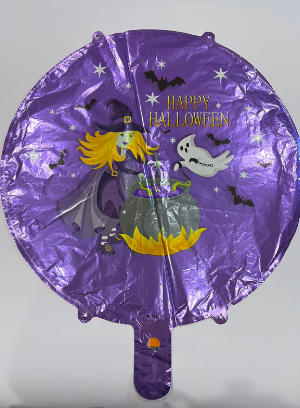 Globo Metalizado Halloween Bruja Mas Fantasma 18” X 1 Unidad