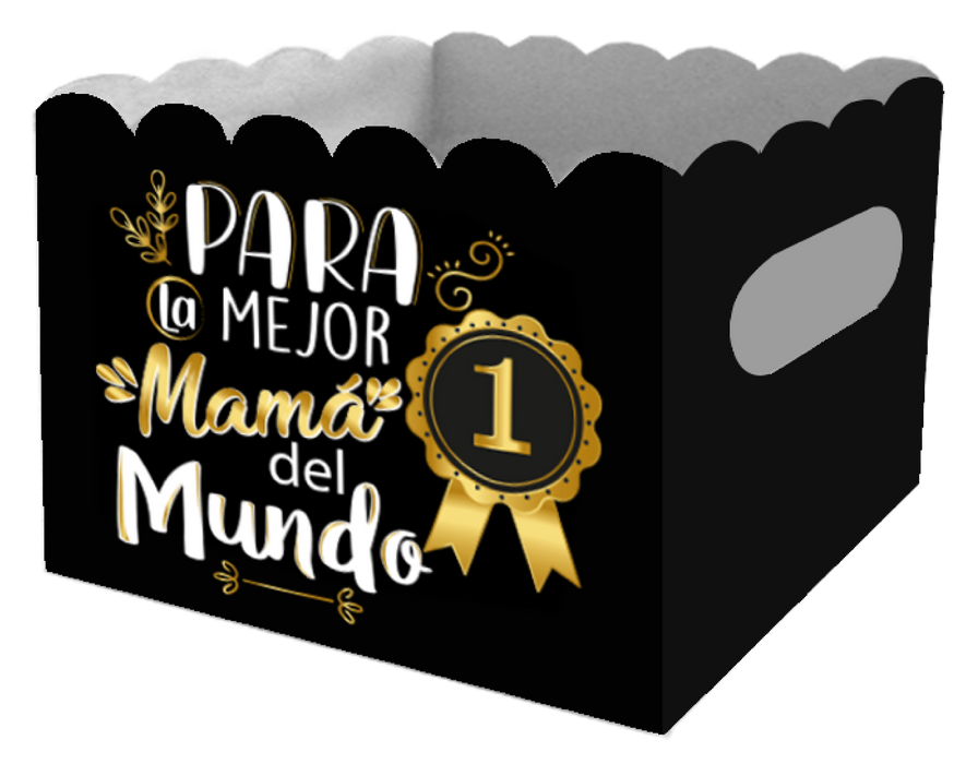 Caja Ancheta Grande La mejor Mama del Mundo Negra x 1 unidad