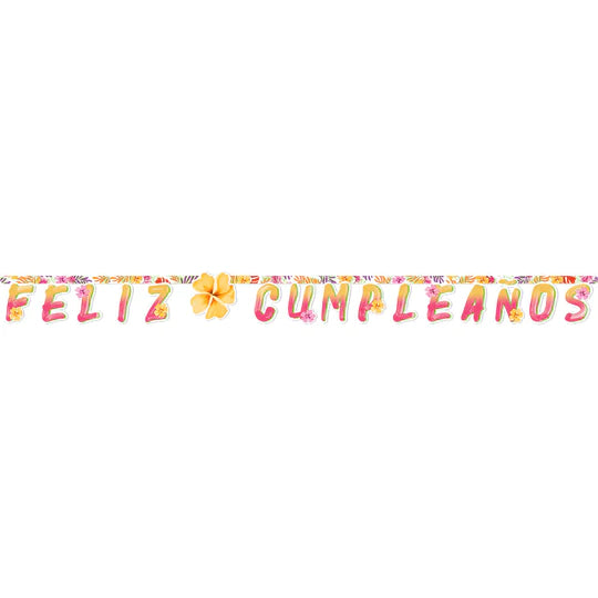 Cartel de Letras Feliz Cumpleaños Paraiso Tropical X 1 Unidad Sempertex