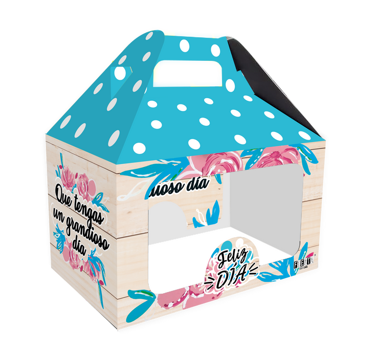 Caja Feliz Pequeña Acetato Feliz Dia Polka Azul x 1 Unidad