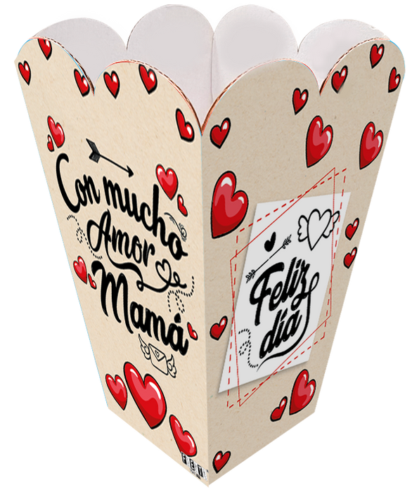 Caja Piramide Mediana Con Mucho Amor Mama x 1 Unidad