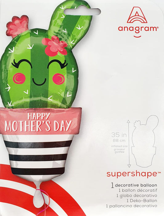 Globo Metalizado Cactus Happy Mothers Day 35" Anagram