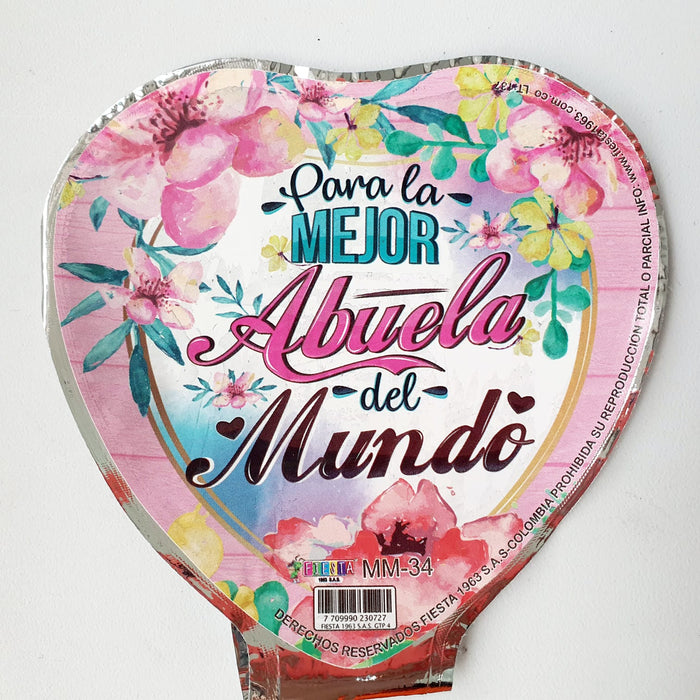 Globo Metalizado Corazon Mensaje Abuela 4" X Unidad Ref. 1