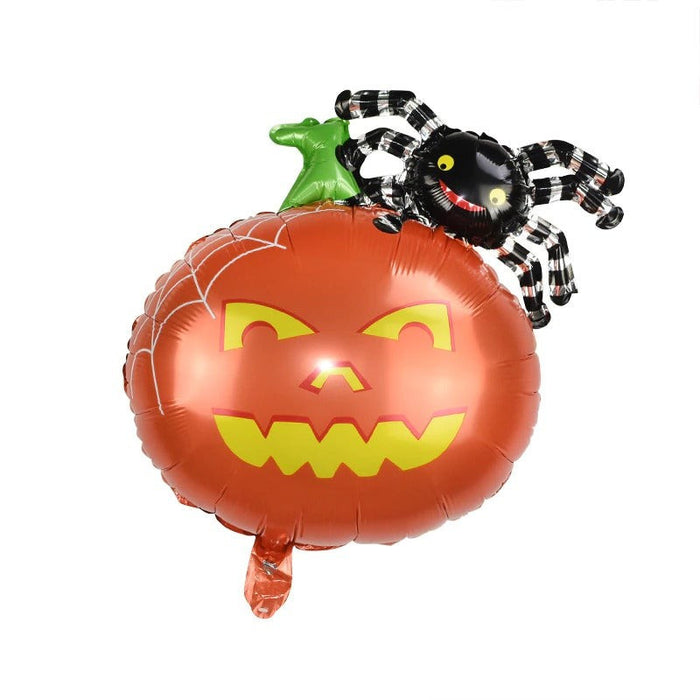 Globo Metalizado Halloween Calabaza Con Araña 10" x 1 Unidad