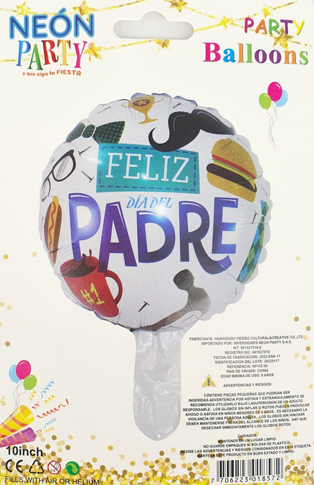 Globo Metalizado Redondo Feliz Dia del Padre #1 10"