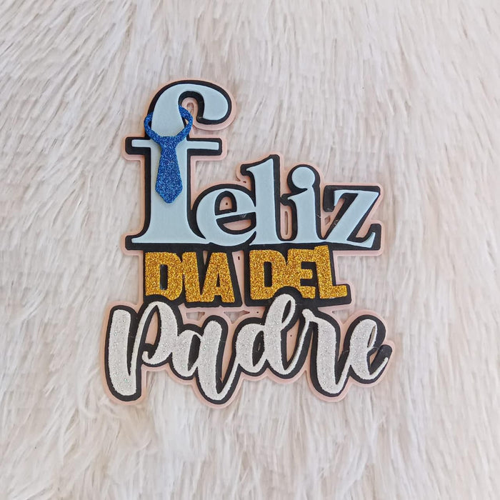 Pin Feliz dia del Padre  Corbata Blanco paq x 1