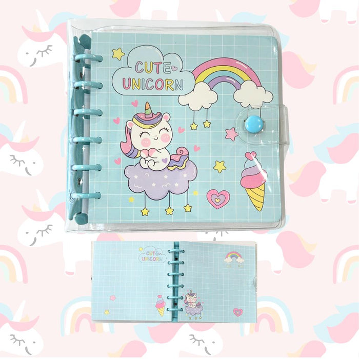 Agenda Pequeña 80 Hojas rayadas Unicornio Azul X Unidad