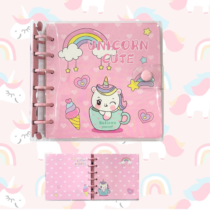 Agenda Pequeña 80 Hojas rayadas Unicornio Rosa X Unidad