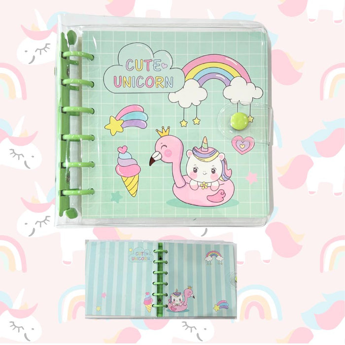 Agenda Pequeña 80 Hojas rayadas Unicornio Verde X Unidad