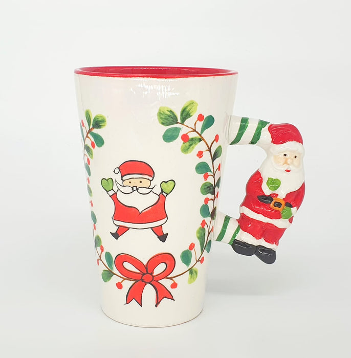 Mug Navideño Dibujo y Figura Papa Noel