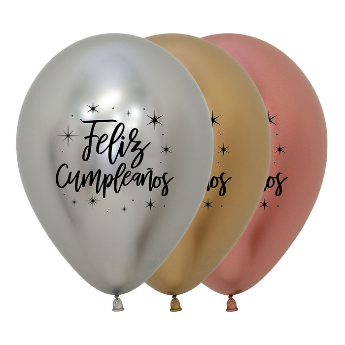 Globo Reflex Deluxe Surtido Feliz Cumpleaños Radiante R12 X 12 Globos