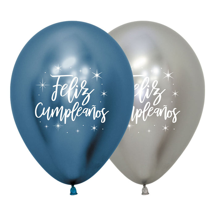 Globo Reflex Feliz Cumpleaños Radiante Niño R12 X 12 Globos