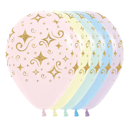 Globo Infinity Escarchado Diamantes Dorados R12 X 12 Globos