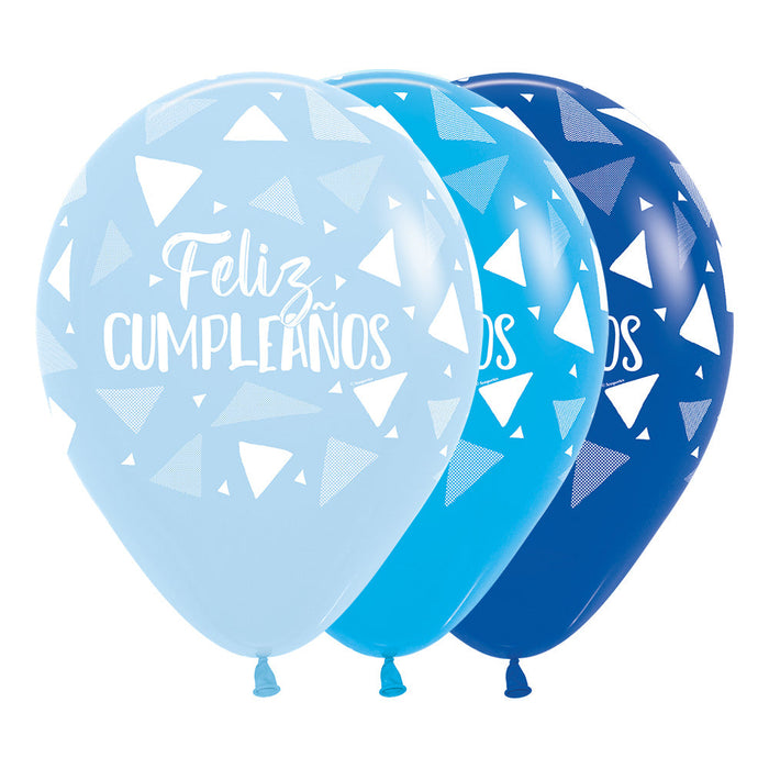 Globo Feliz Cumpleaños Triangulos Niño Surtidos R12 x 12 Globos