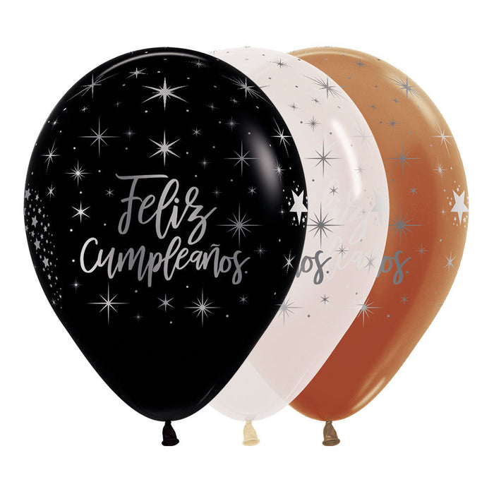 Globo Infinity Feliz Cumpleaños Radiante Mink R 12 x 12 Globos