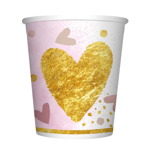 Vaso 9 Oz Corazones Brillantes X 8 Unidades Sempertex