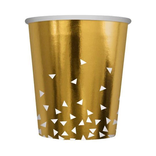 Vaso 9 Oz Triángulos Dorado Mate X 8 Unidades Sempertex