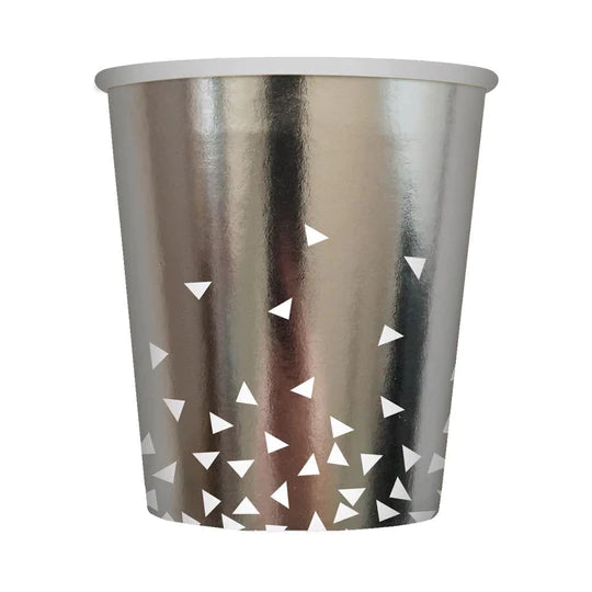 Vaso 9 Oz Triángulos Plateado Mate X 8 Unidades Sempertex