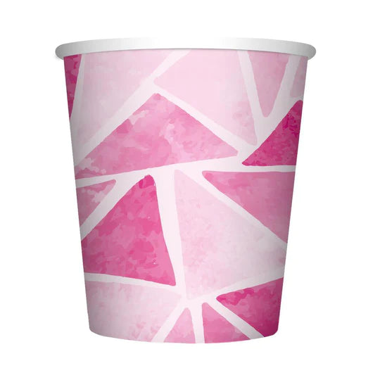 Vaso 9 Oz Triángulos Rosados X 8 Unidades Sempertex