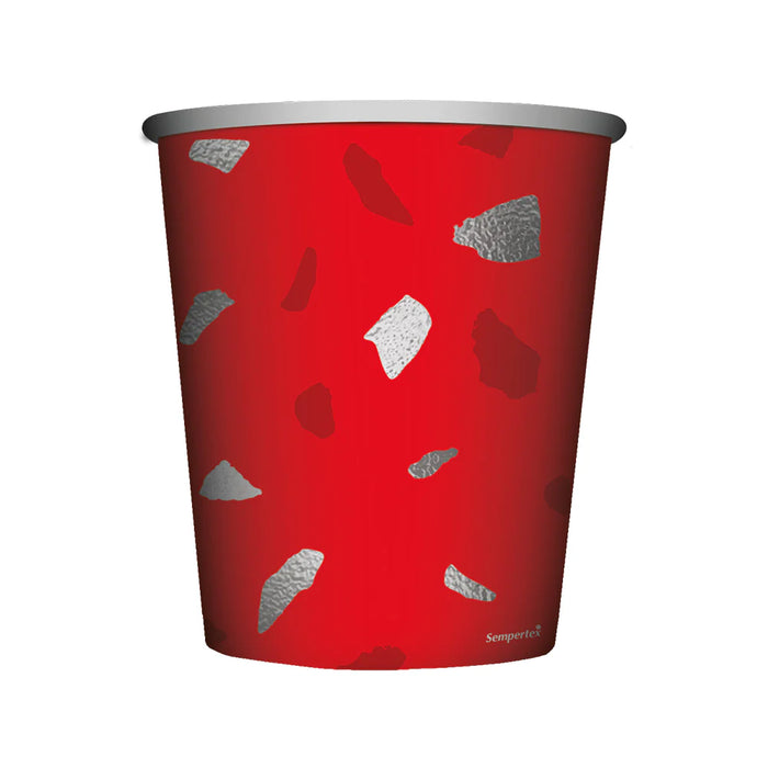 Vaso 9 0z Terrazo Rojo x 8 Unidades