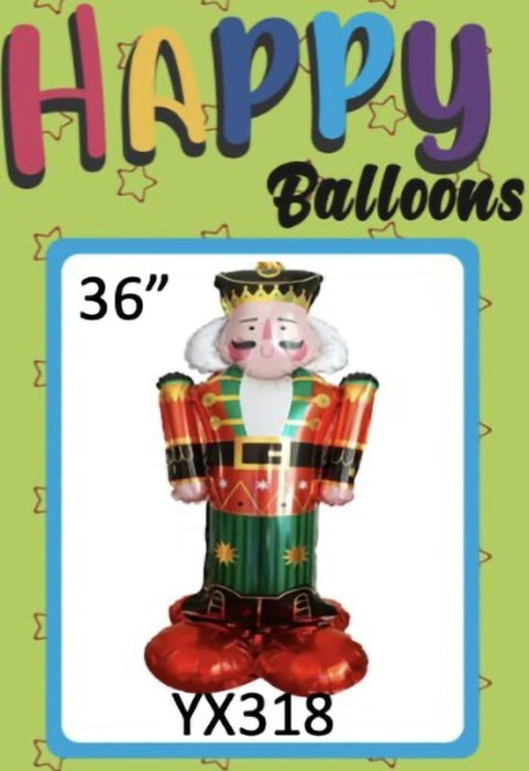 Globo Foil Con Base Cascanueces Navideño 3D  24"