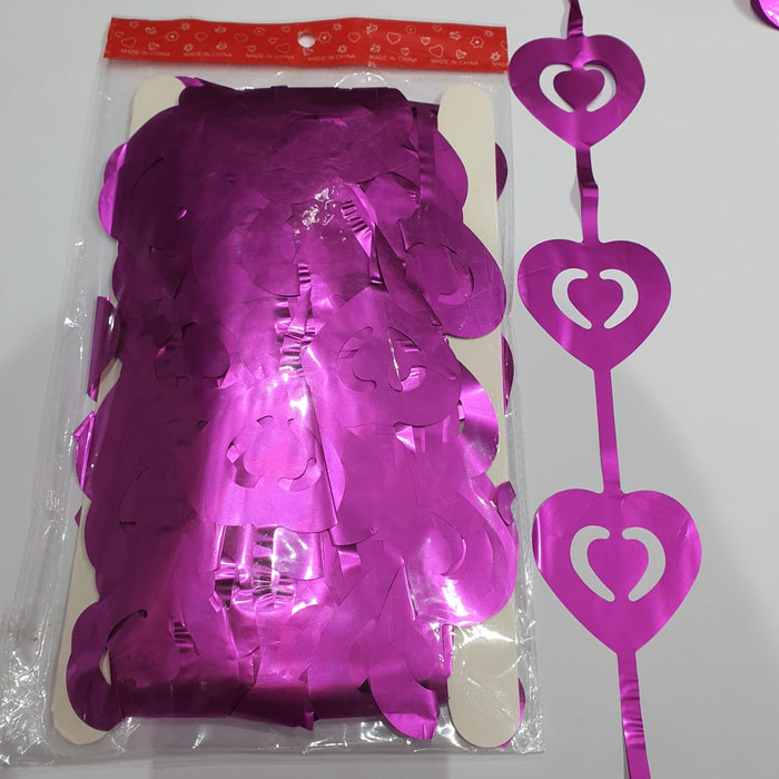 Cortina de Fiesta Corazones Abiertos 2M x 1M Fucsia