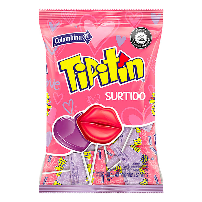 Chupeta TIPITIN  surtido sin chicle sabor frambueza x 40 un