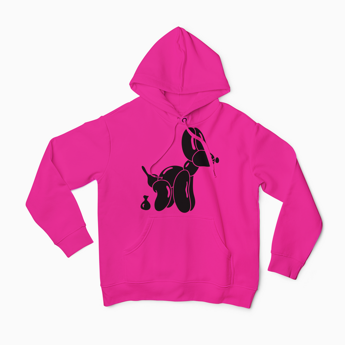 Hoodie Fucsia Unisex con Estampado Balloon Dog Negro Ref. 5