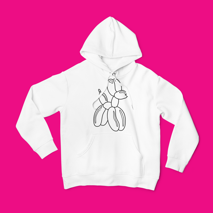 Hoodie Blanco Unisex con Estampado Balloon Dog Ref. 2