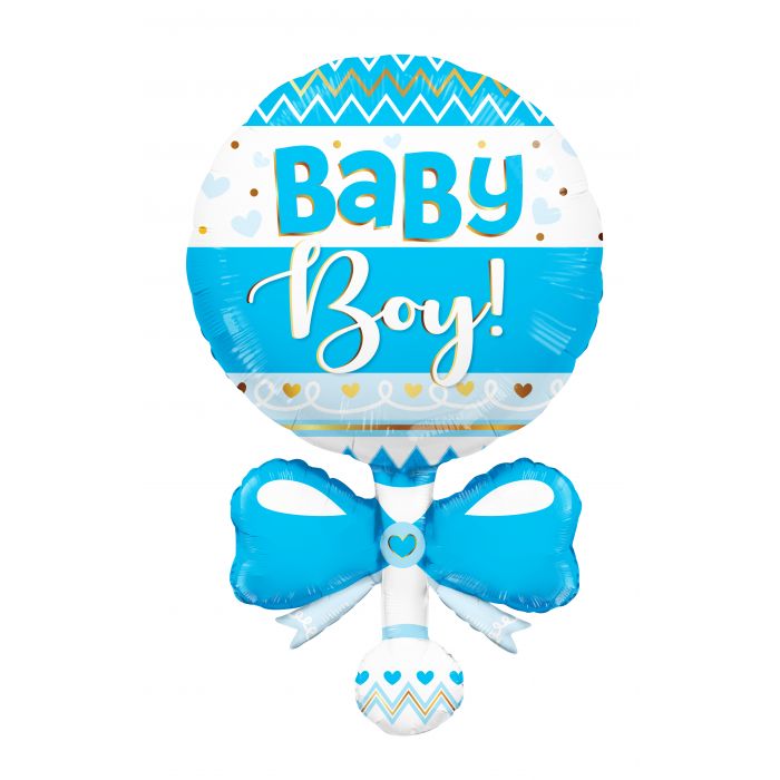 Globo Metalizado de Sonajero Baby Boy Balloon 36"