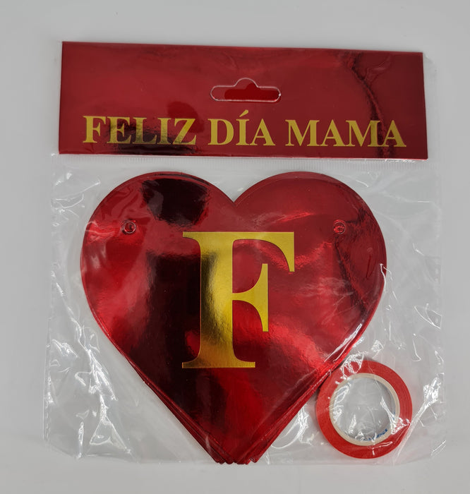 Festón Feliz Dia Mama Rojo con Dorado