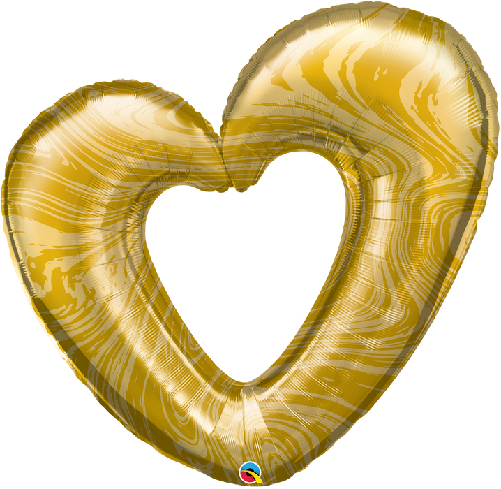 Corazon Marmoleado Dorado 42" Qualatex