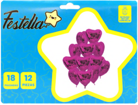 Kit Globos Corazones Festella 18" x 12 und Fucsia