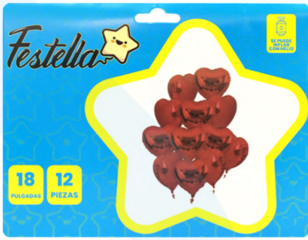 Kit Globos Corazones Festella 18" x12 und Rojo