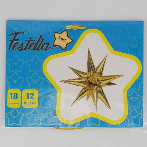 Globo Magic Star Festella x 12 Puntas Dorado 18"