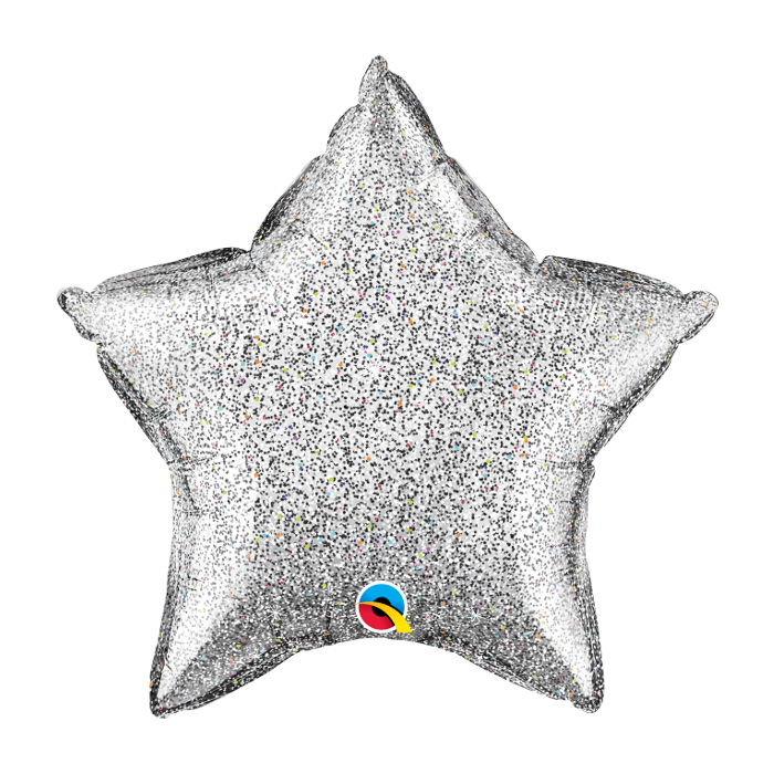 Globo Estrella 20" Qualatex Acabado Gliterrhografico Plateada