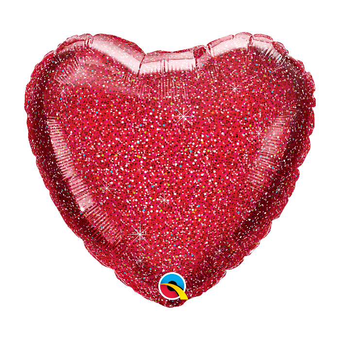 Globo Corazon 20" Qualatex Acabado Gliterrhografico Rojo