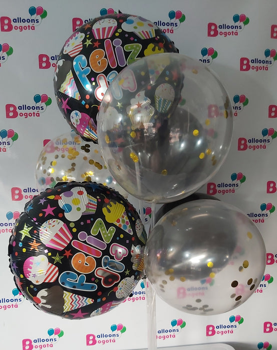 Bouquet de Globos Feliz Dia Cupcakes y Helados X 8 Piezas