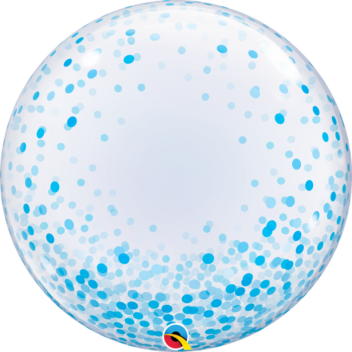 Globo Burbuja Qualatex  Blue Confetti  22"