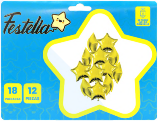 Kit Globos Estrellas Festella 18" x12 und Dorado