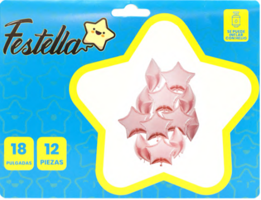 Kit Globos Estrellas Festella 18" x12 und Dorado Rosa