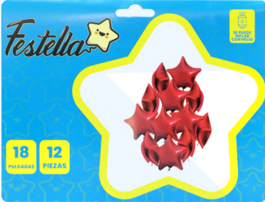 Kit Globos Estrellas Festella 18" x12 und Rojo