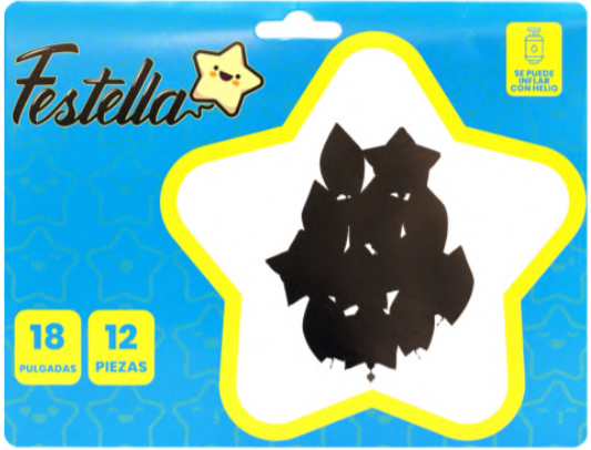 Kit Globos Estrellas Festella 18" x12 und Negro