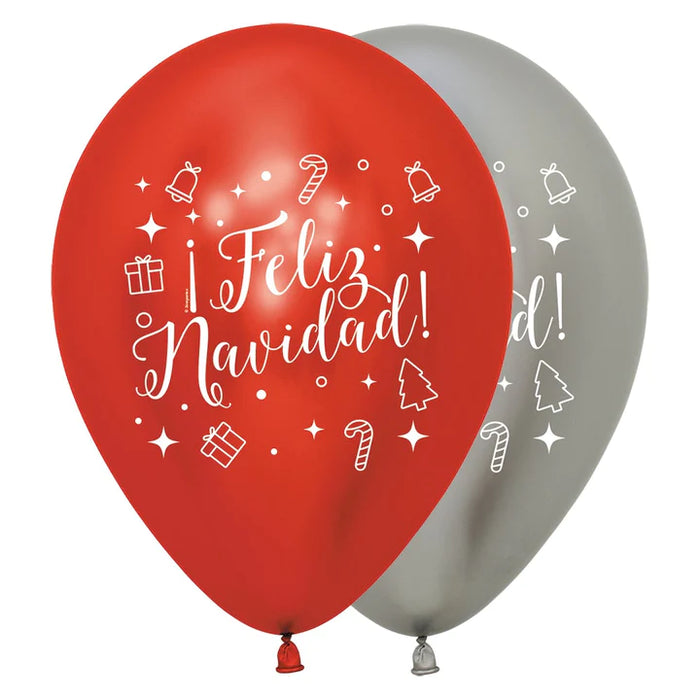 Globo impreso Feliz Navidad Brillante Reflex R12 x 12