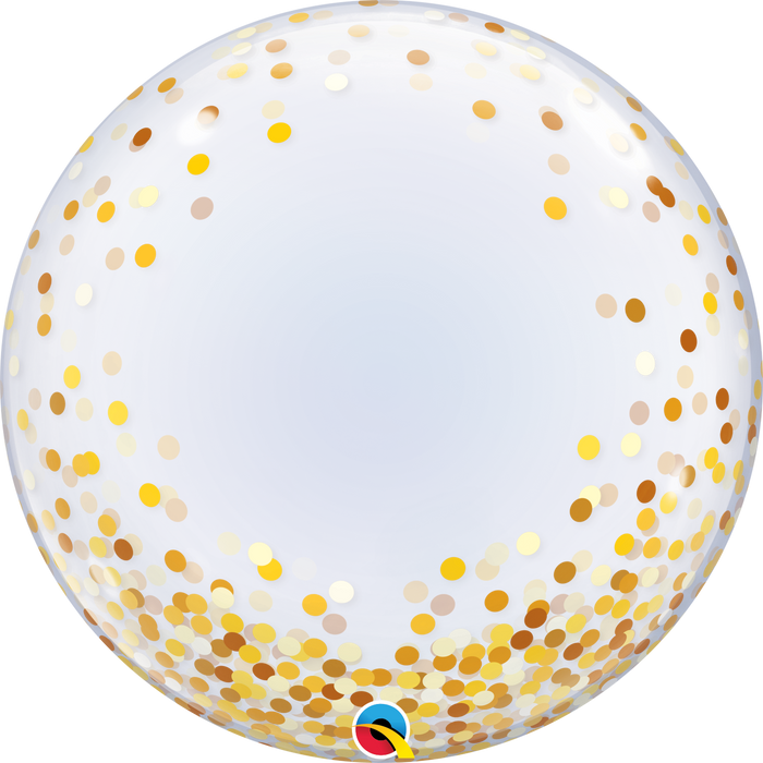 Globo Burbuja Gold Confetti Qualatex  22"