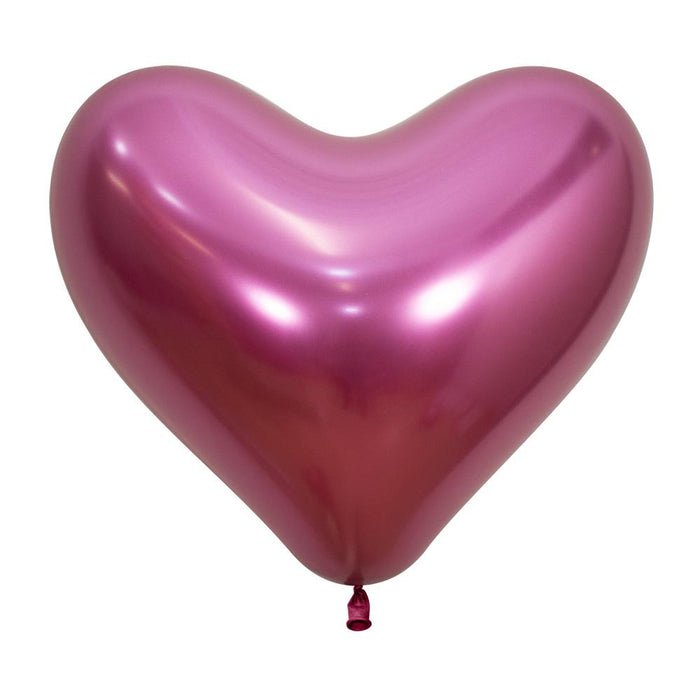 Globo Corazon Reflex 14" Fucsia x 12 Unidades