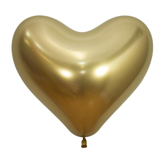 Globo Corazon Reflex 14" Dorado x 12 Unidades