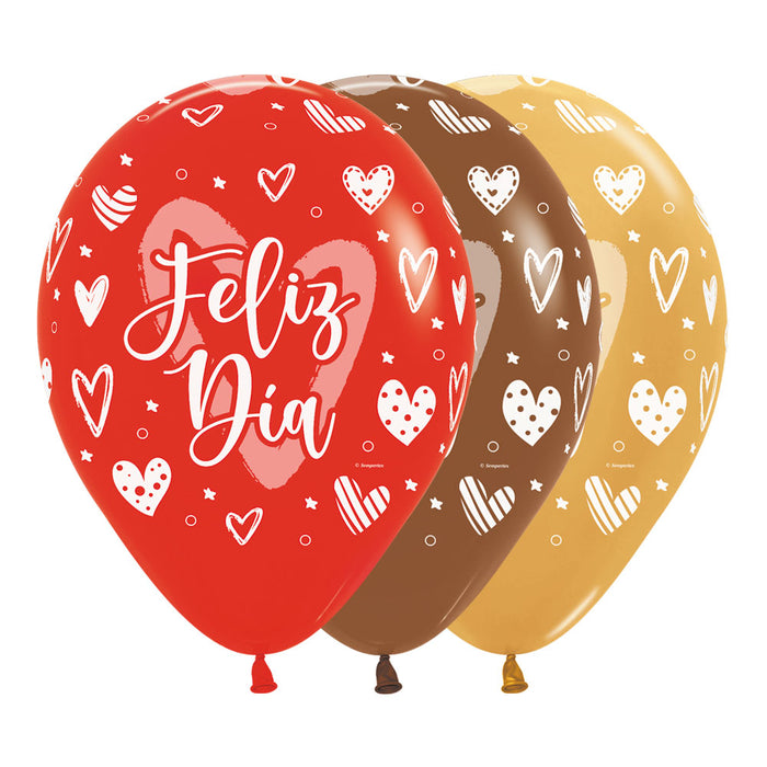 Globo Feliz Dia Corazones Divertidos R12 x 12 Globos