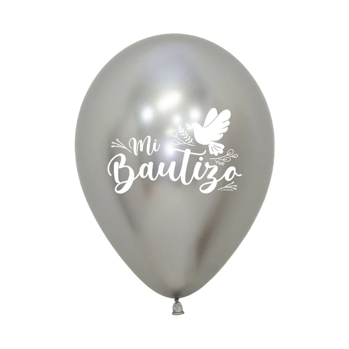 GLOBO LATEX R12 METALIZADO COLOR PLATEADO X 12 UND 